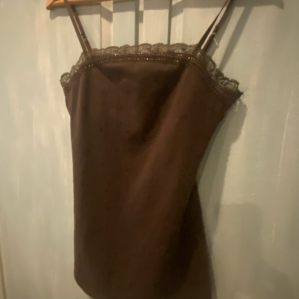Express Brown Lace-Trim Cami